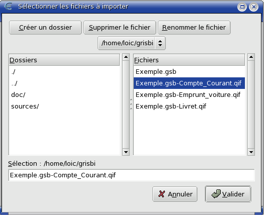 Figure 4.1 : Sélection des fichiers QIF à importer