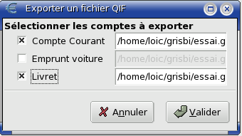 Figure 4.5 : Export des comptes au format QIF