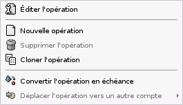 Figure 6.2 : Menu contextuel de la liste d'opérations