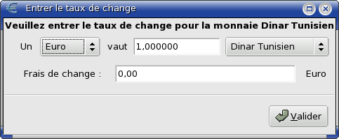 Figure 6.10 : Saisie du taux de change