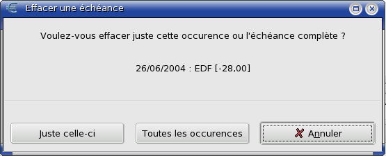 Figure 9.7 : Suppression d'une opération planifiée