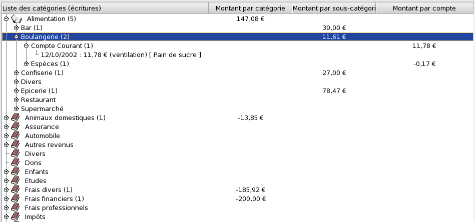 Figure 11.1 : Catégories : liste