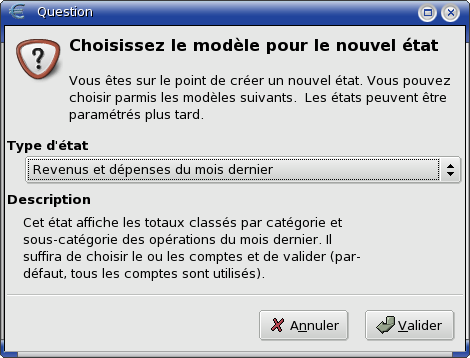 Figure 14.2&nbsp;: Cr�ation d'un nouvel �tat&nbsp;: s�lection d'apr�s un mod�le