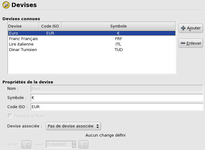 Figure 17.11&nbsp;: Configuration des devises