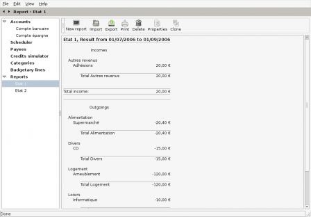 Grisbi has powerful reports